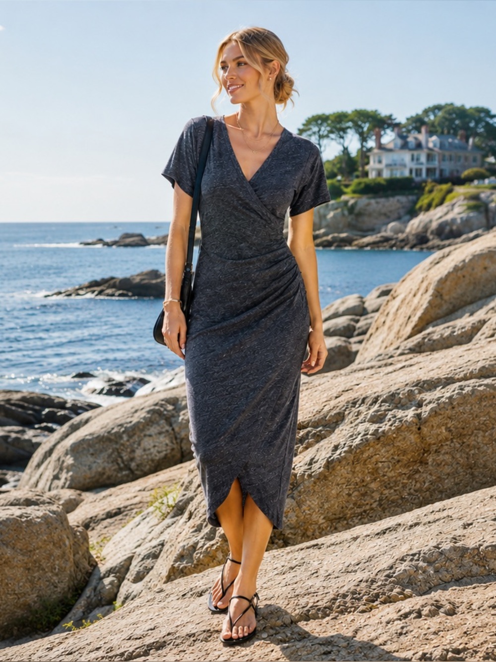 NWT IRO Lemica Heather Gray Wrap Midi Dress Size Large